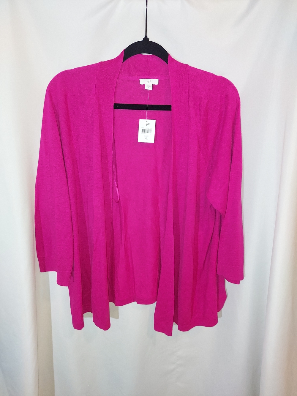 J. Jill Open-Front Linen Blend Cardigan in Bright Fuchsia - XL
